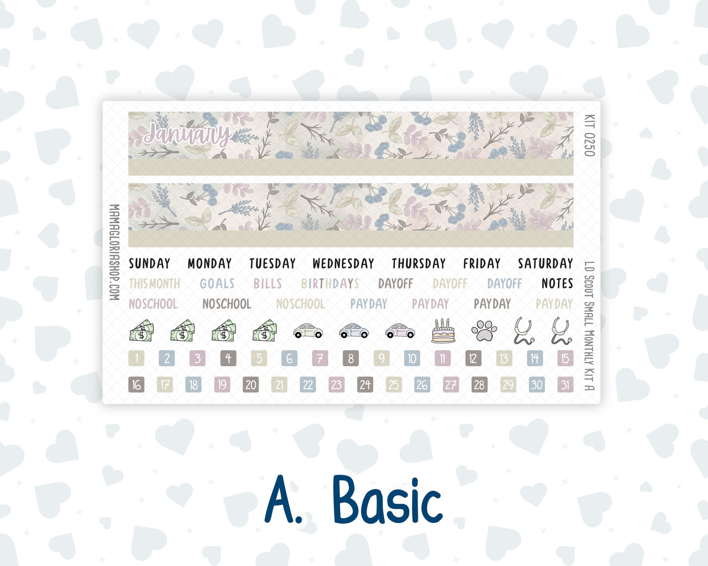 Kit 0250 - Laurel Denise The Scout Planner Small - Monthly Kit - Quiet January