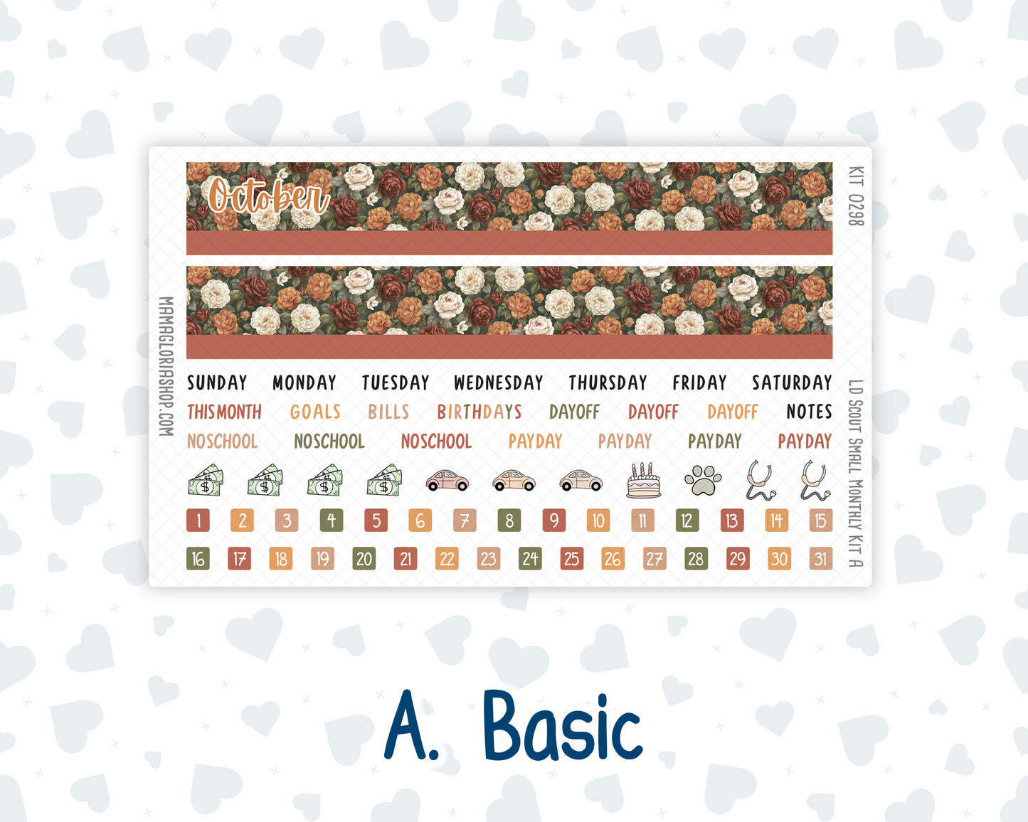 Kit 0298 - Laurel Denise The Scout Planner Small - Monthly Kit - October - Velvet Bloom