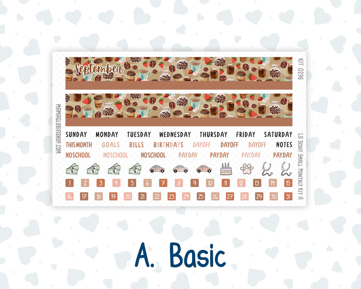 Kit 0296 - Laurel Denise The Scout Planner Small - Monthly Kit - September - Coffee Break