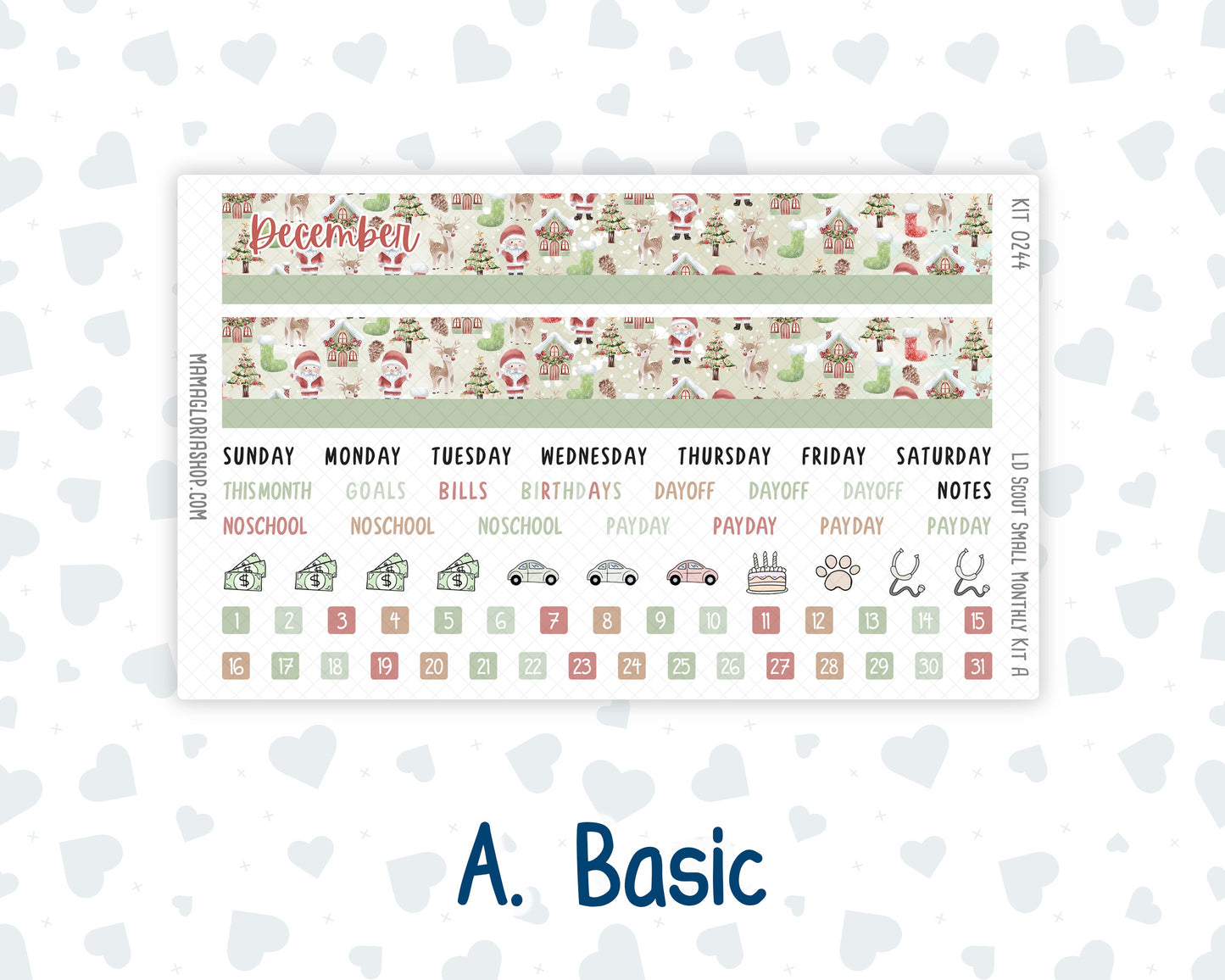 Kit 0244 - Laurel Denise The Scout Planner Small - Monthly Kit - December - Santas Village