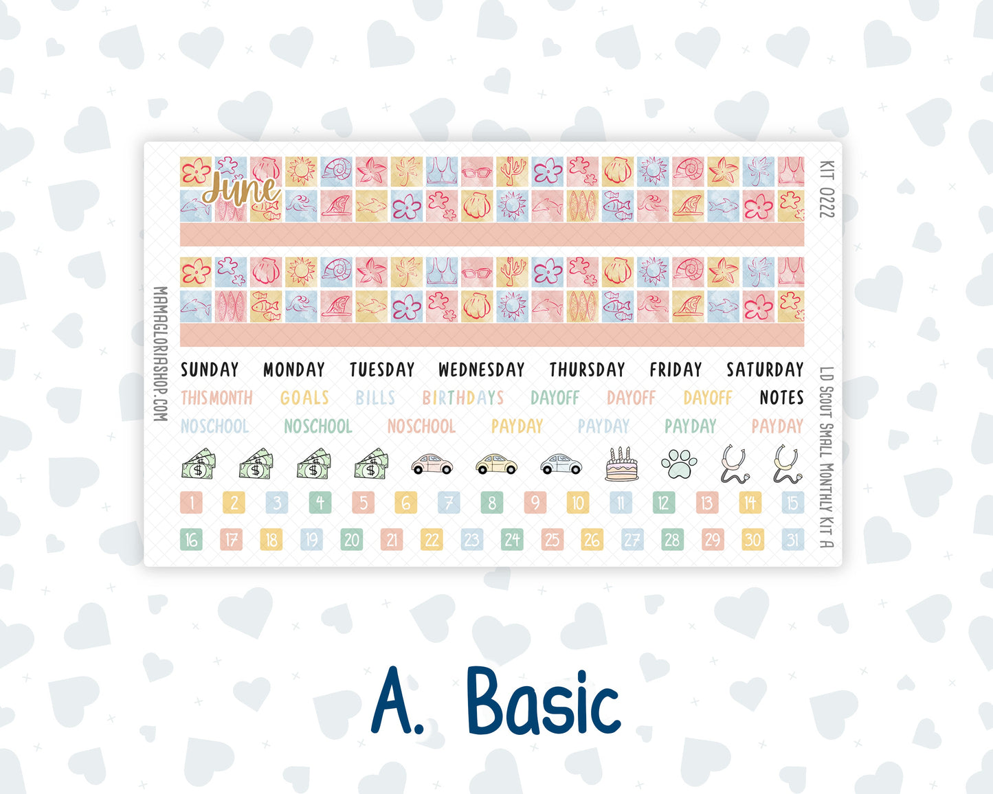 Kit 0222 - Laurel Denise The Scout Planner Small - Monthly Kit - June - Beach Day