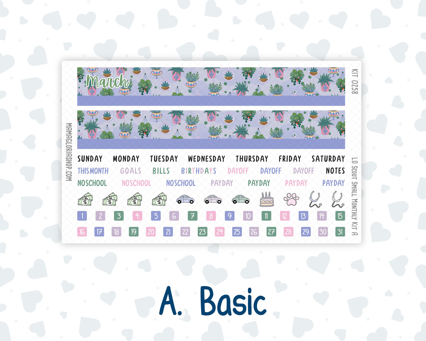 Kit 0258 - Laurel Denise The Scout Planner Small - Monthly Kit - March - Plant Therapy