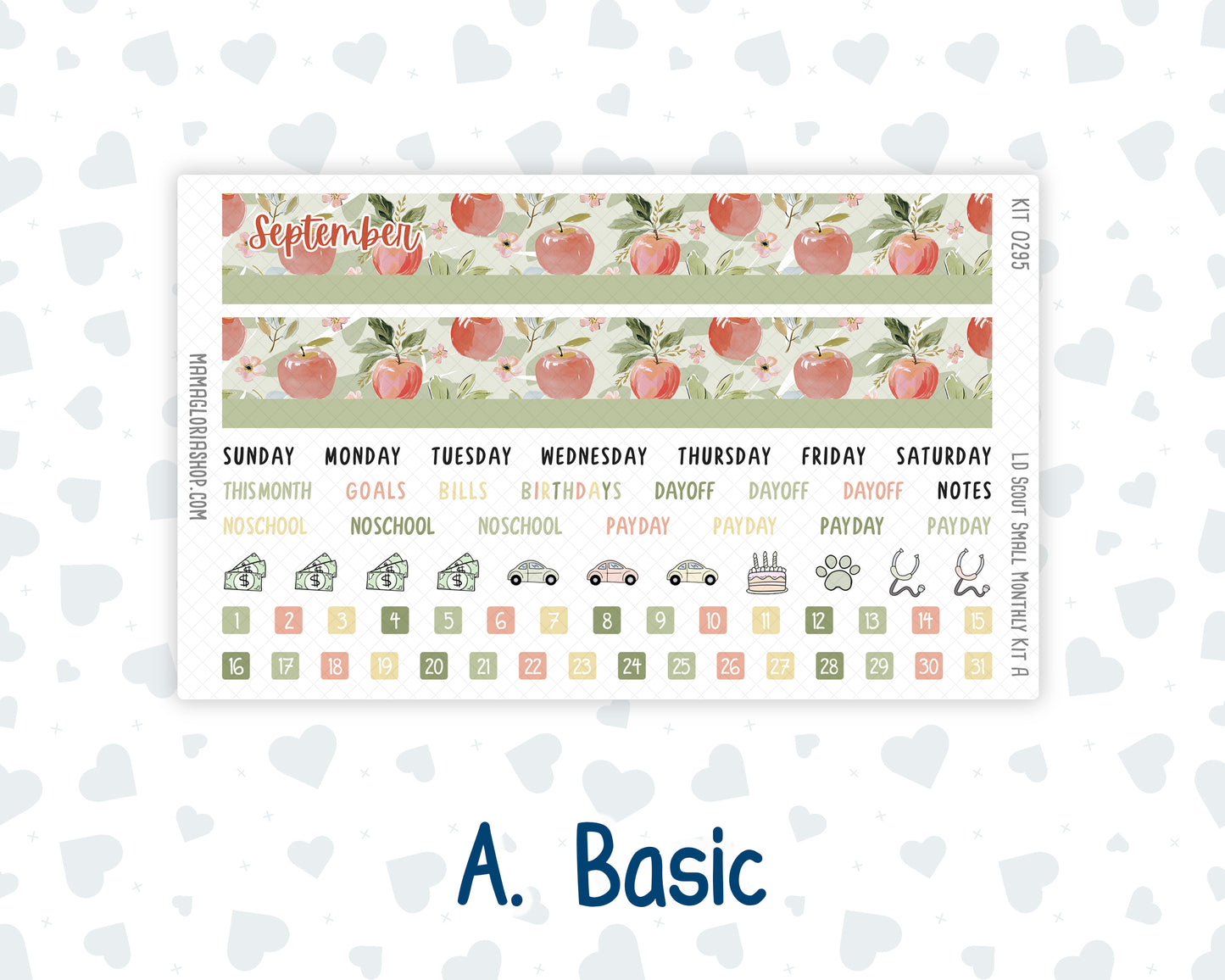 Kit 0295 - Laurel Denise The Scout Planner Small - Monthly Kit - September - Apple Harvest