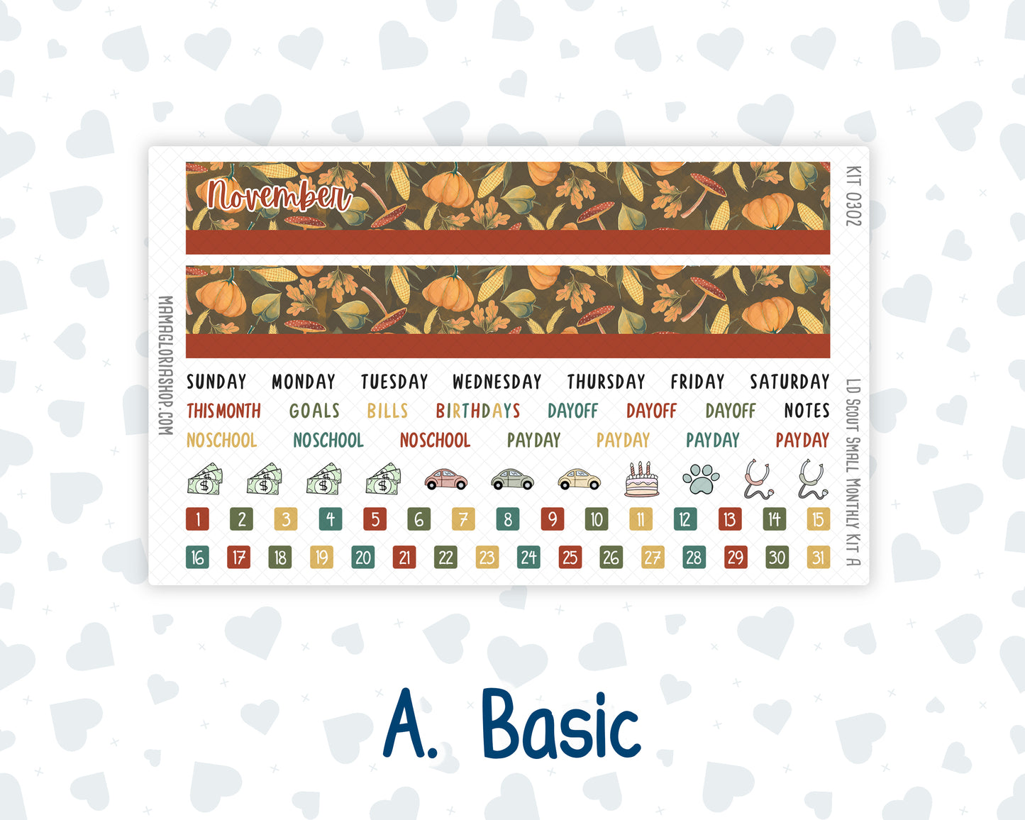 Kit 0302 - Laurel Denise The Scout Planner Small - Monthly Kit - November - Thankful Season