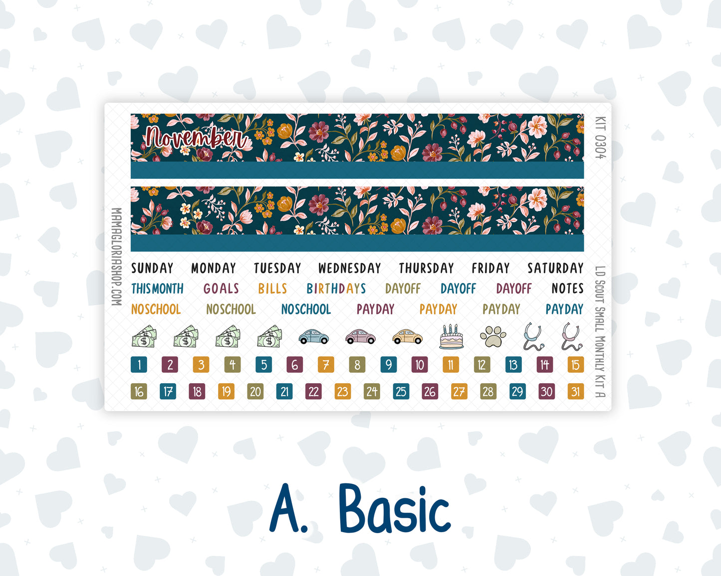 Kit 0304 - Laurel Denise The Scout Planner Small - Monthly Kit - November - Autumn In Bloom