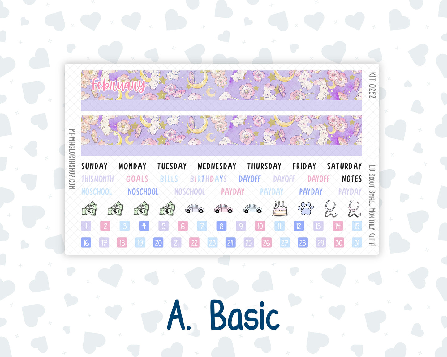 Kit 0252 - Laurel Denise The Scout Planner Small - Monthly Kit - February - Tokyo Candy Cloud