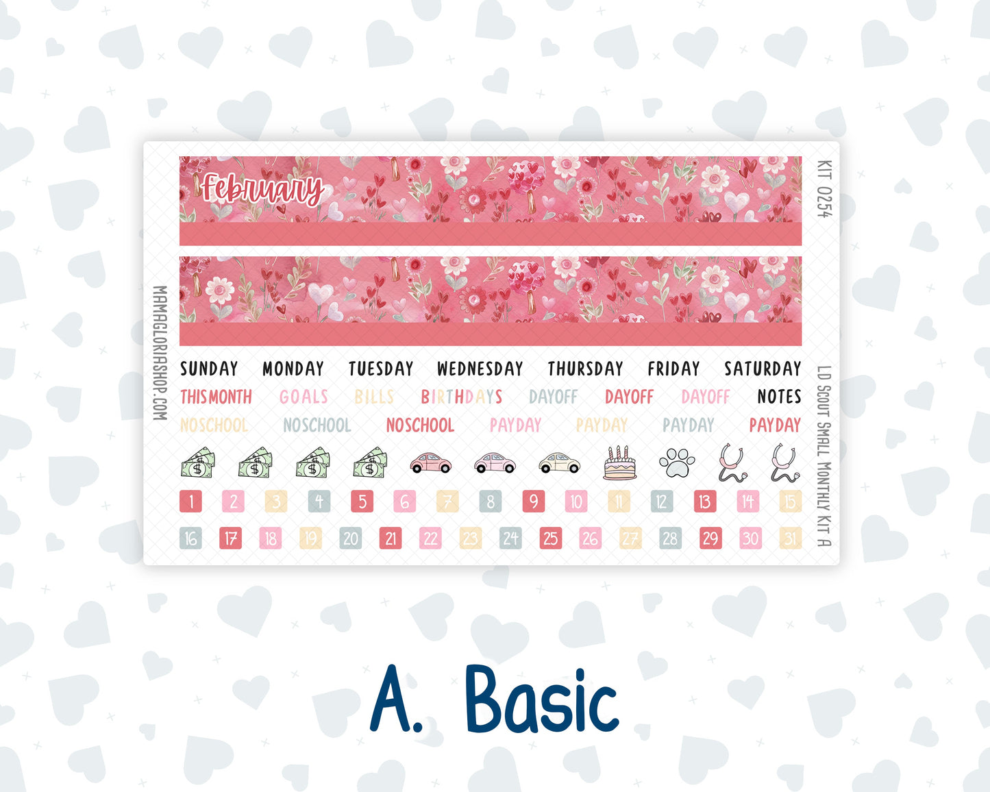Kit 0254 - Laurel Denise The Scout Planner Small - Monthly Kit - February - Valentine Village
