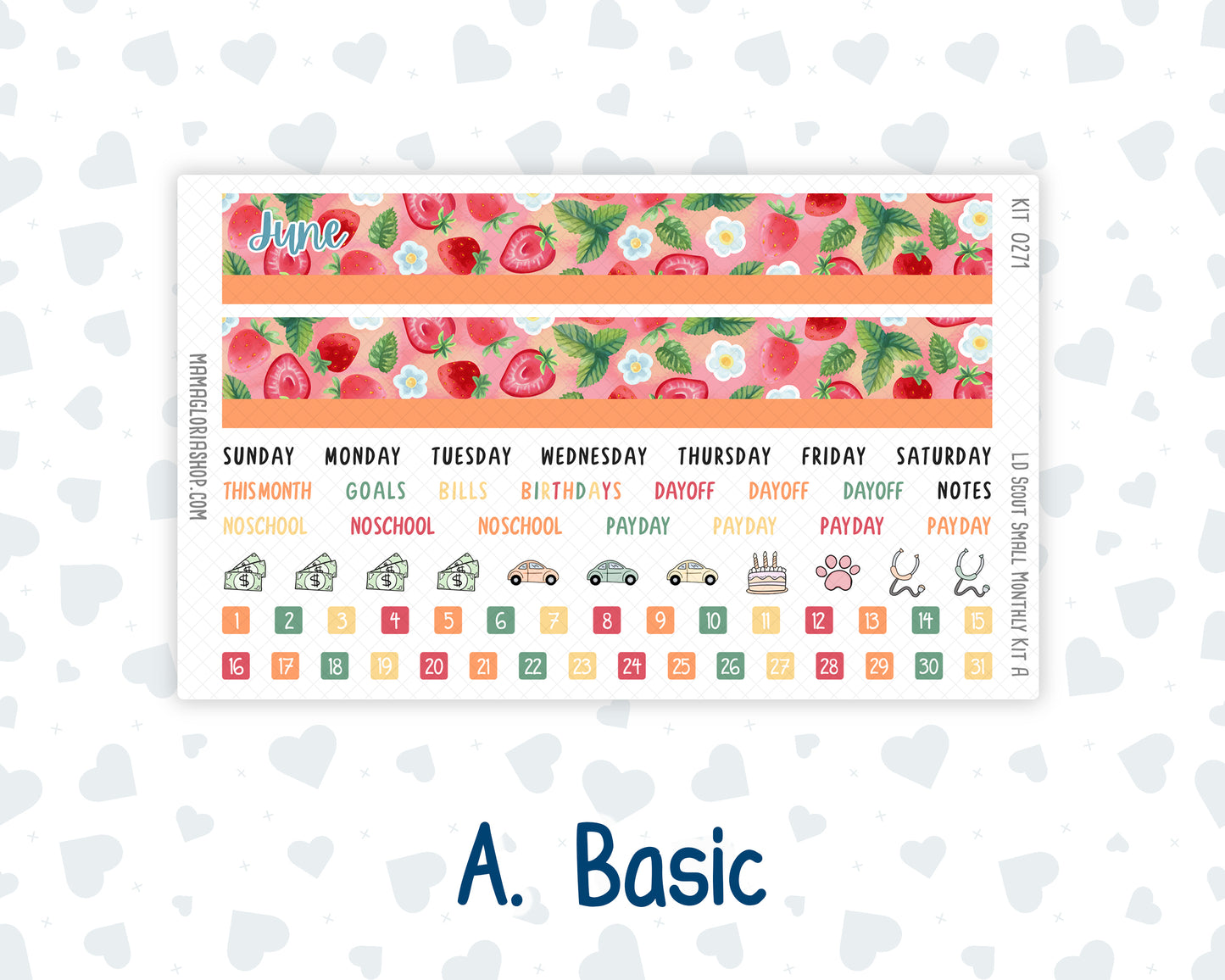 Kit 0271 - Laurel Denise The Scout Planner Small - Monthly Kit - June - Strawberry Shore