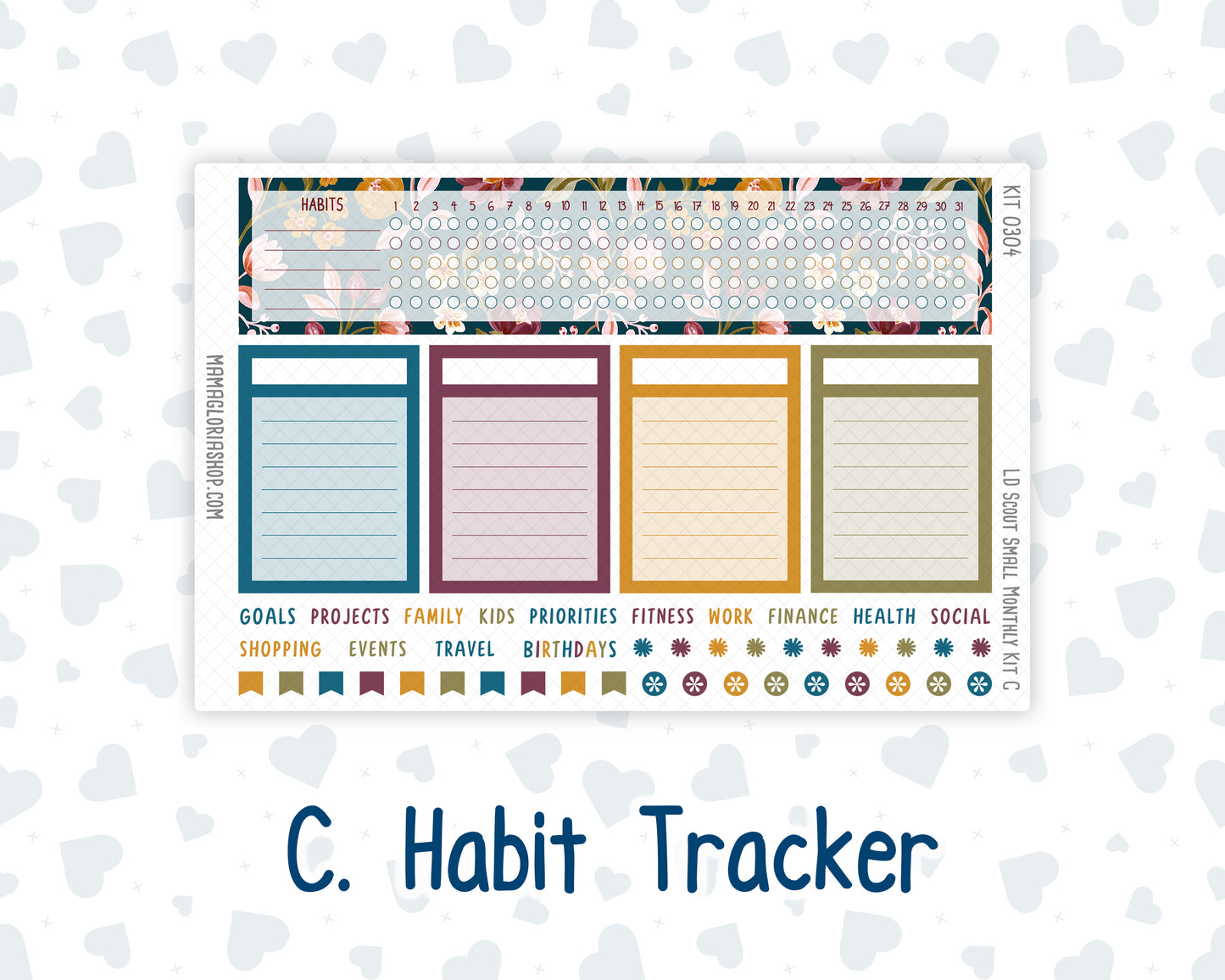 Kit 0304 - Laurel Denise The Scout Planner Small - Monthly Kit - November - Autumn In Bloom