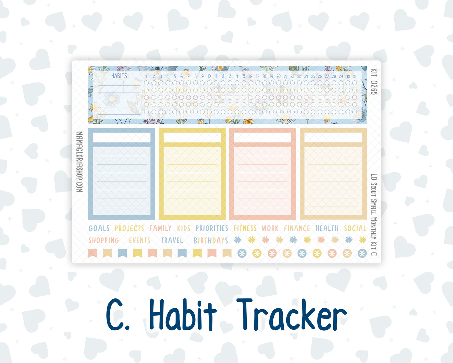 Kit 0265 - Laurel Denise The Scout Planner Small - Monthly Kit - May - Honeybee Sky