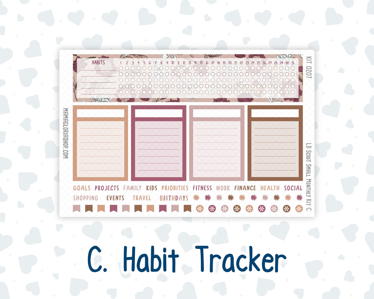 Kit 0207 - Laurel Denise The Scout Planner Small - Monthly Kit - February - Wild Love