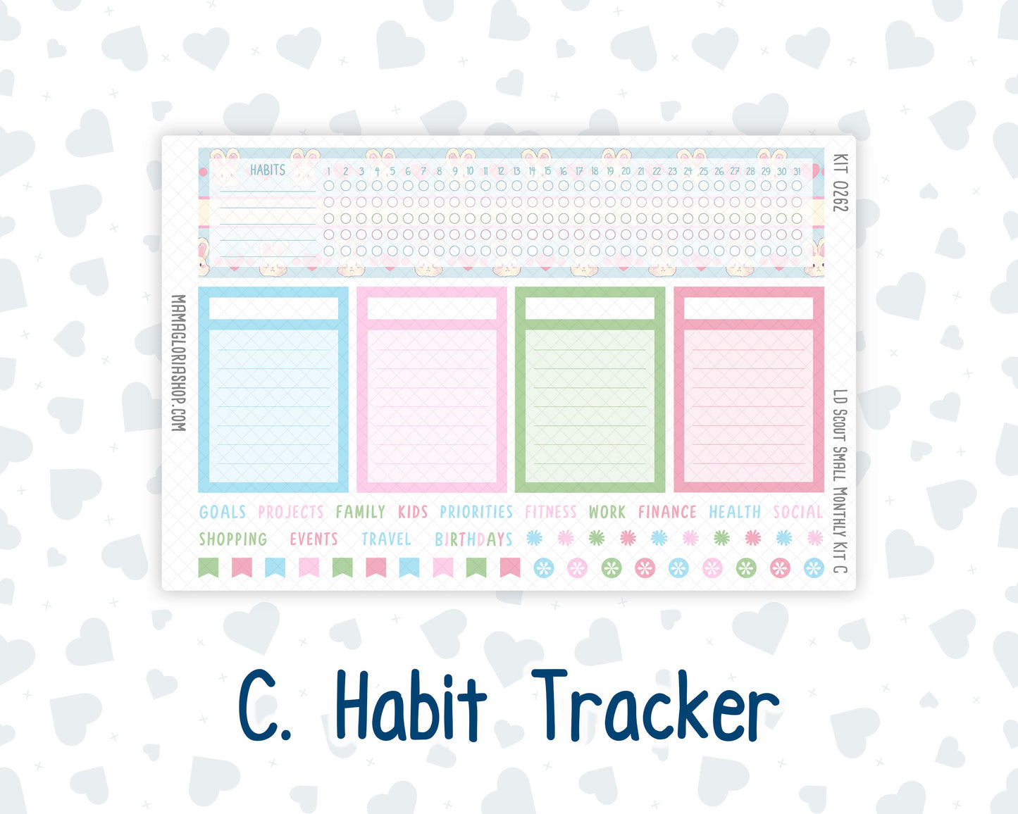 Kit 0262 - Laurel Denise The Scout Planner Small - Monthly Kit - April - Spring Puffs