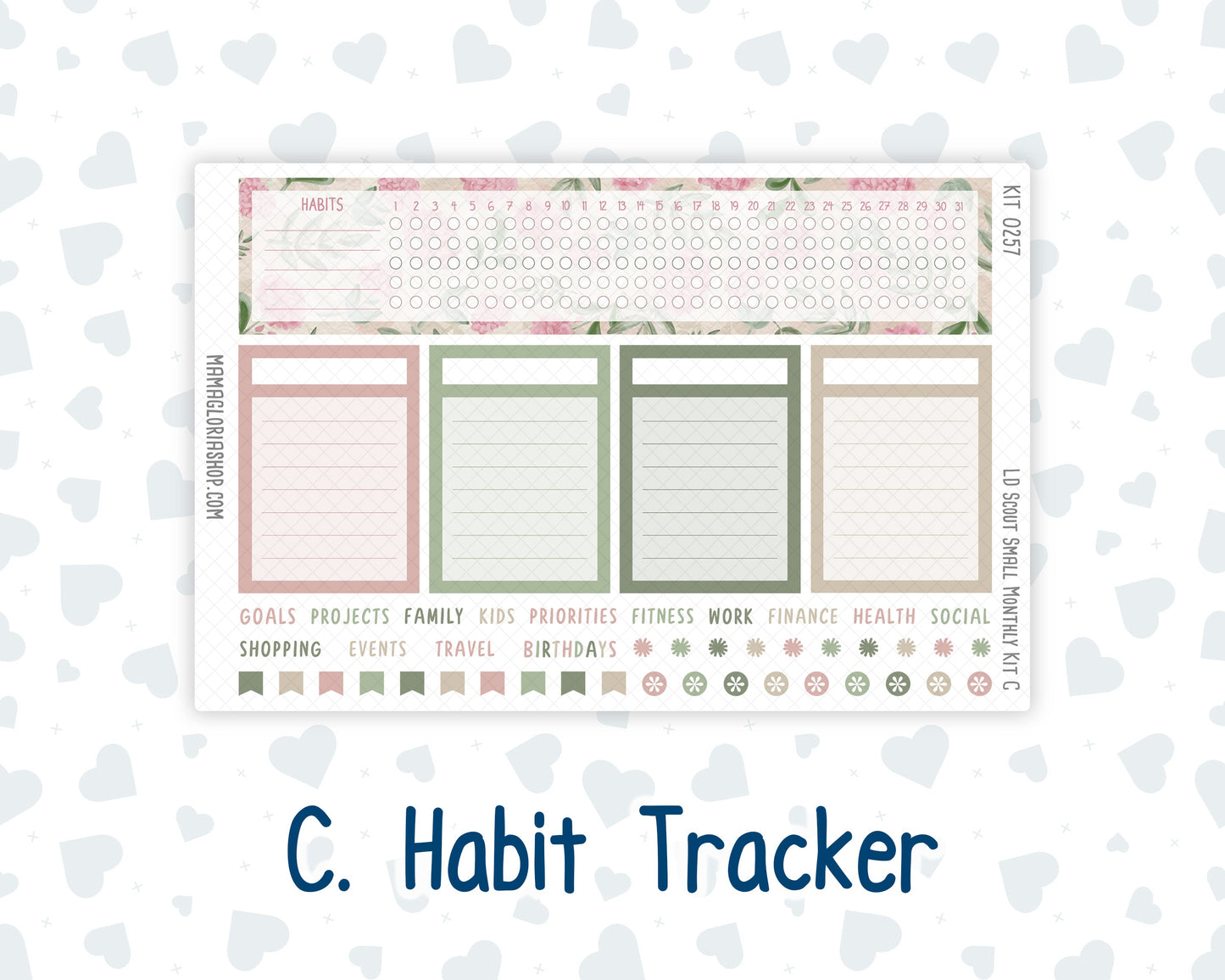 Kit 0257 - Laurel Denise The Scout Planner Small - Monthly Kit - March - Blush Garden
