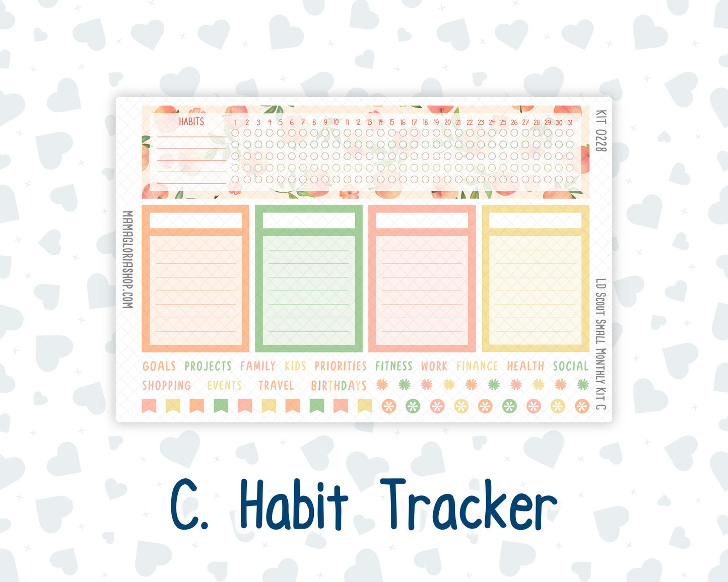 Kit 0228 - Laurel Denise The Scout Planner Small - Monthly Kit - August - Just Peachy