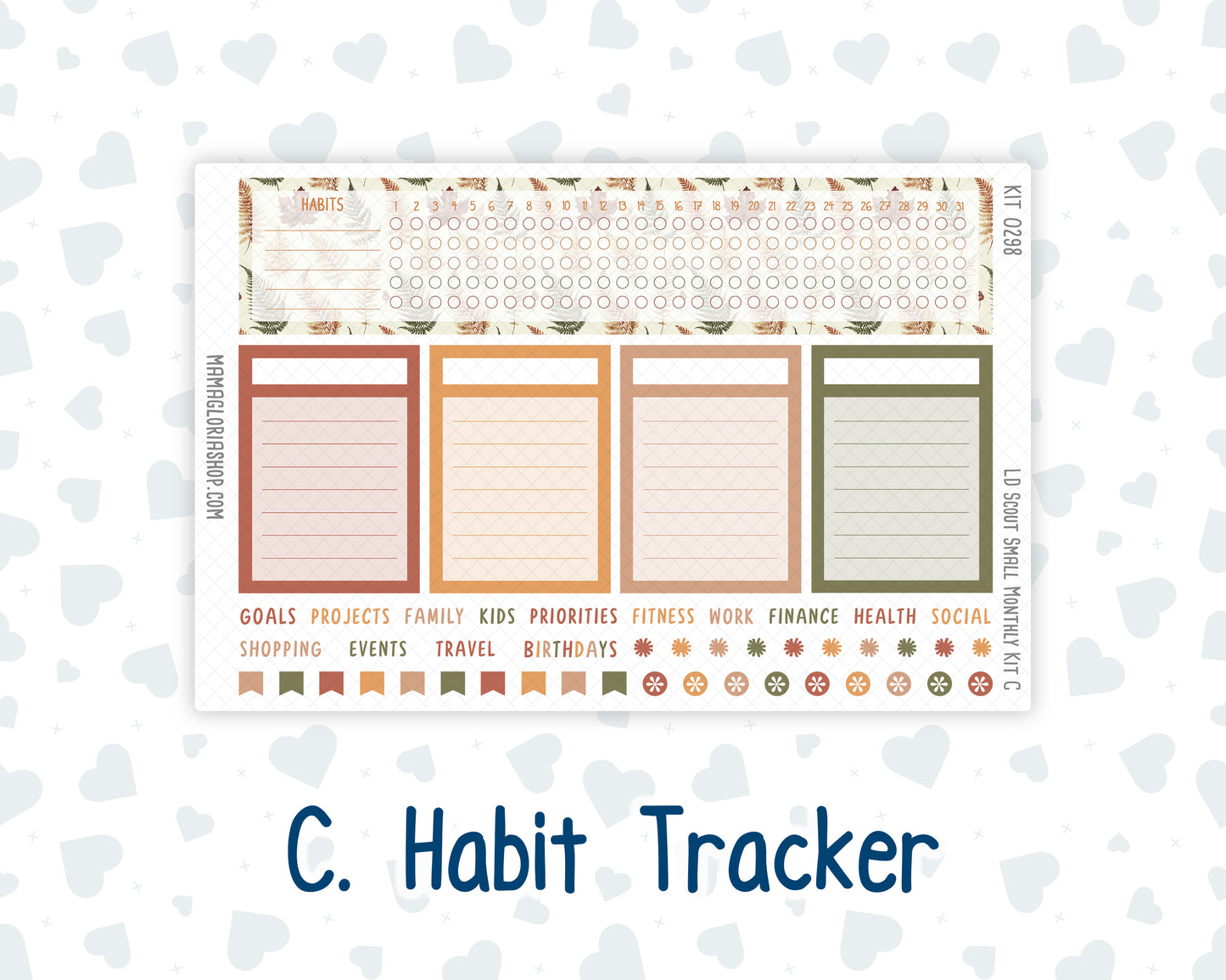 Kit 0298 - Laurel Denise The Scout Planner Small - Monthly Kit - October - Velvet Bloom