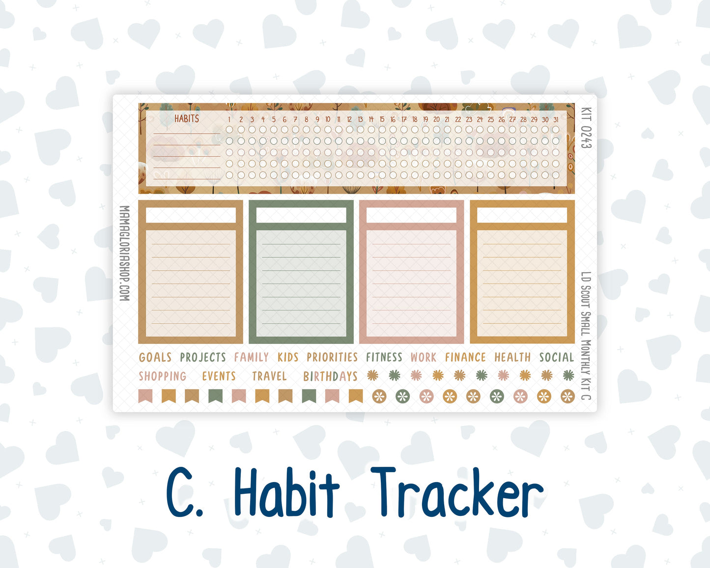 Kit 0243 - Laurel Denise The Scout Planner Small - Monthly Kit - November - Boho Autumn