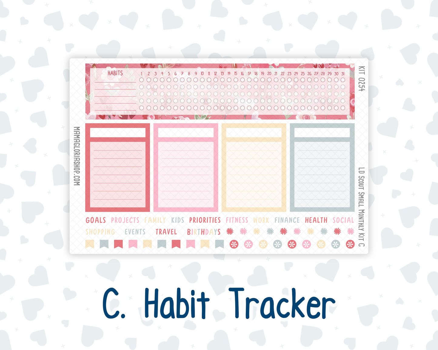 Kit 0254 - Laurel Denise The Scout Planner Small - Monthly Kit - February - Valentine Village