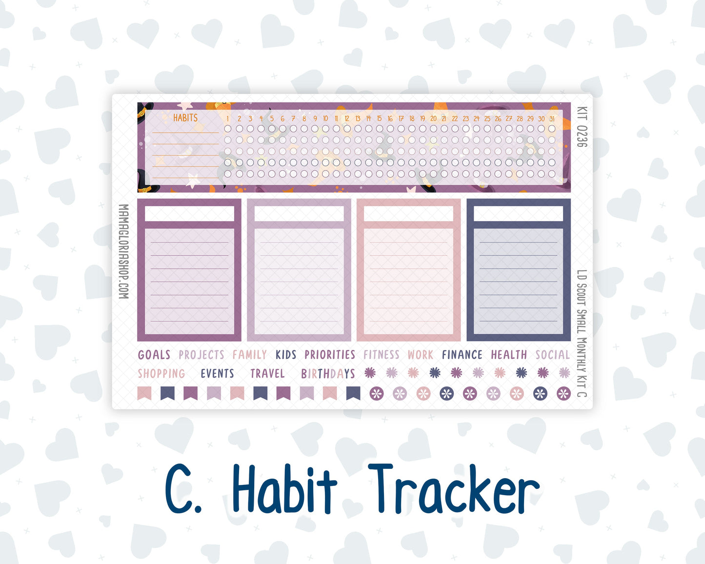 Kit 0236 - Laurel Denise The Scout Planner Small - Monthly Kit - October - Sweet & Spooky