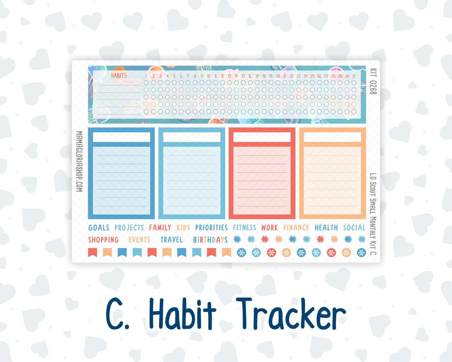 Kit 0268 - Laurel Denise The Scout Planner Small - Monthly Kit - June - Sea Sweeties