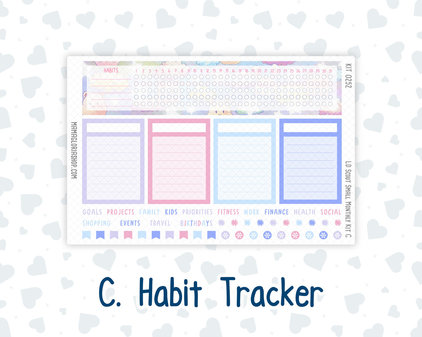 Kit 0252 - Laurel Denise The Scout Planner Small - Monthly Kit - February - Tokyo Candy Cloud