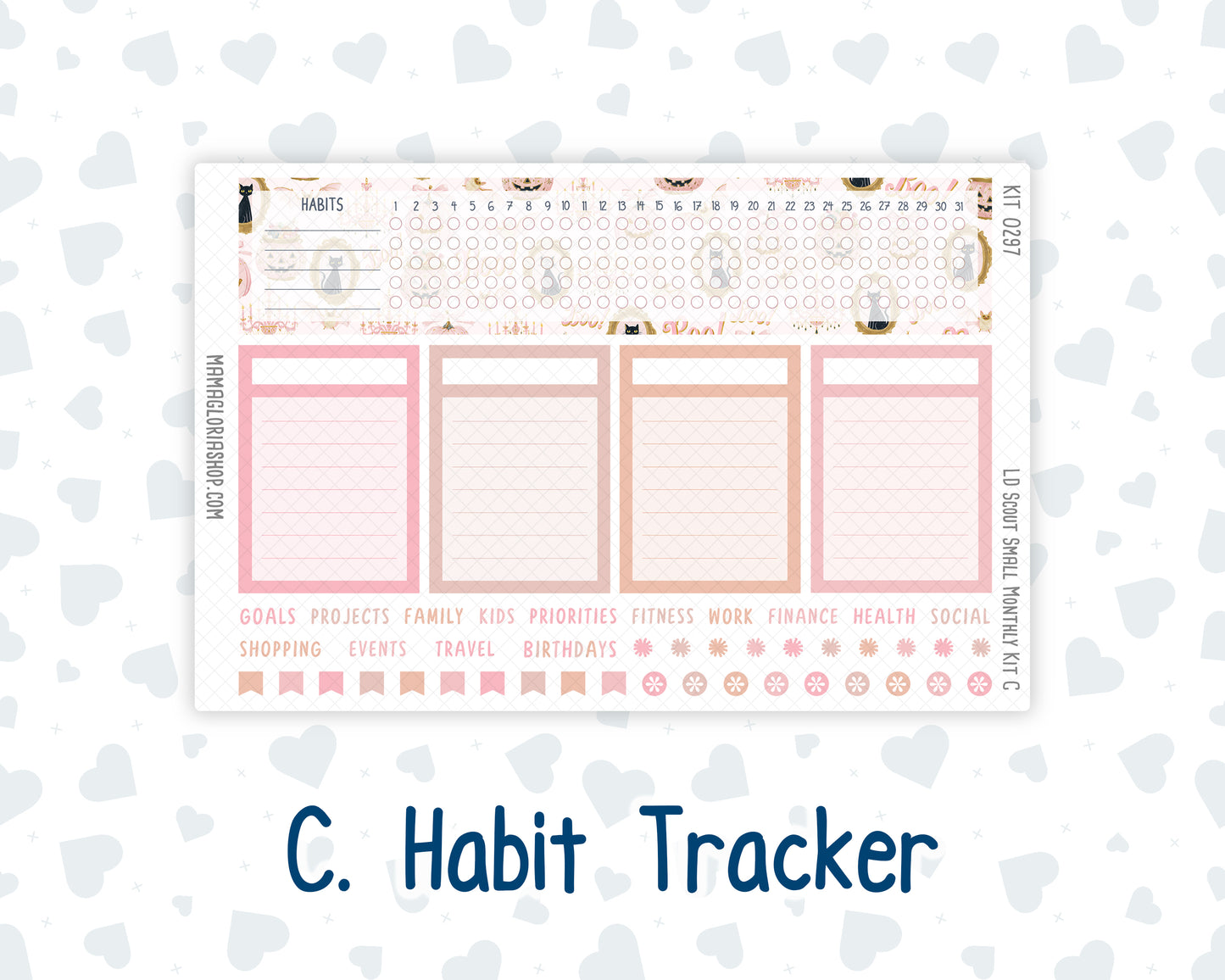 Kit 0297 - Laurel Denise The Scout Planner Small - Monthly Kit - October - Pink Spell