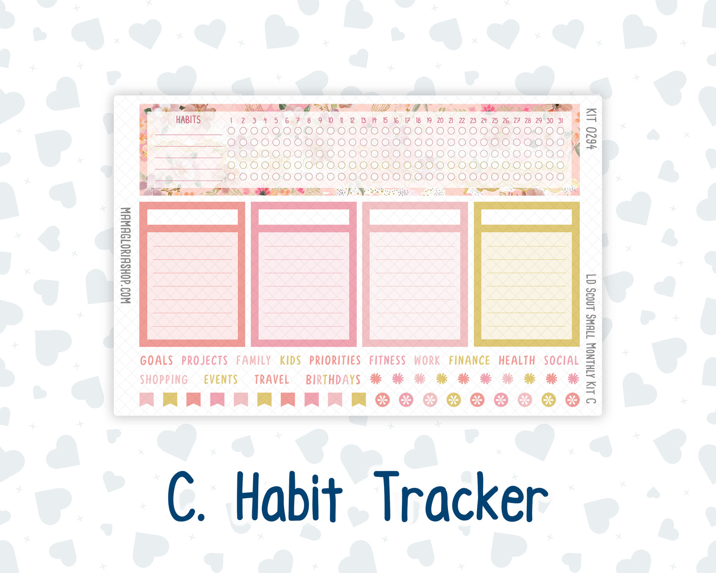 Kit 0294 - Laurel Denise The Scout Planner Small - Monthly Kit - September - Rosy Reveria