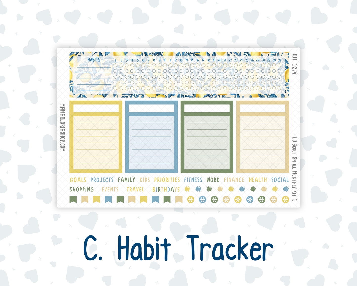 Kit 0274 - Laurel Denise The Scout Planner Small - Monthly Kit - July - Sunny Lemon Shore