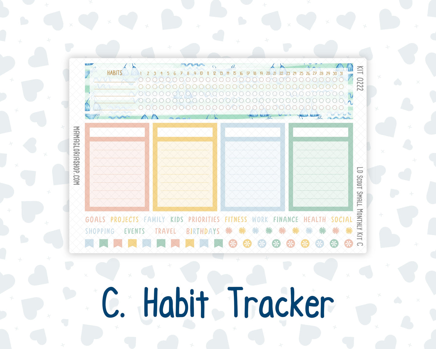 Kit 0222 - Laurel Denise The Scout Planner Small - Monthly Kit - June - Beach Day