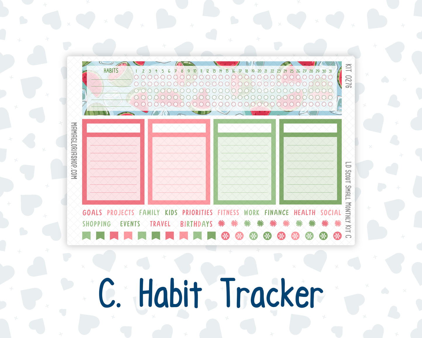 Kit 0276 - Laurel Denise The Scout Planner Small - Monthly Kit - July - Melon Crush