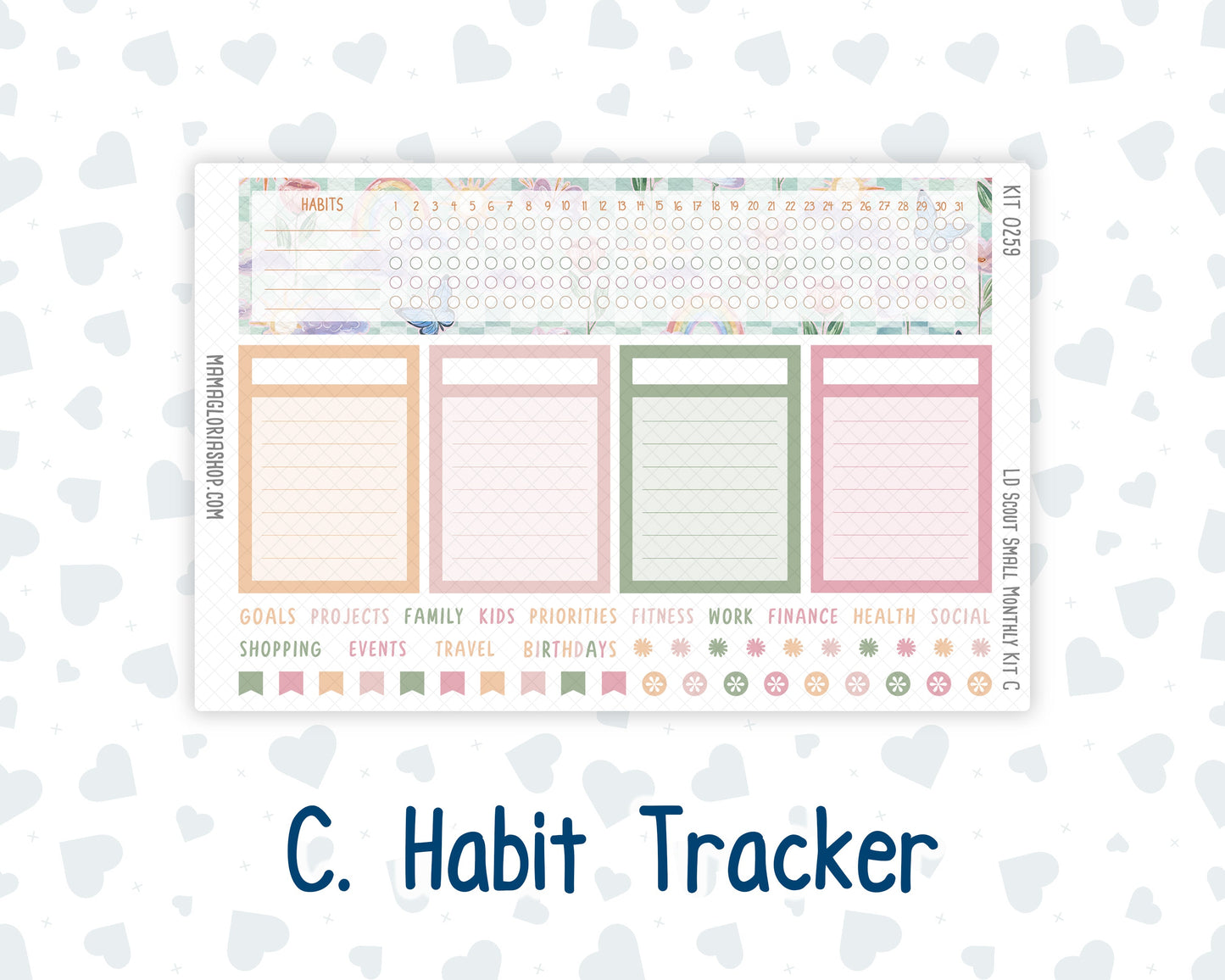 Kit 0259 - Laurel Denise The Scout Planner Small - Monthly Kit - March - Spring Garden Chores
