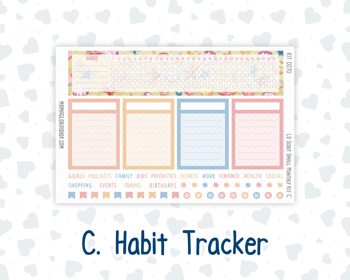 Kit 0270 - Laurel Denise The Scout Planner Small - Monthly Kit - June - Beachside Bliss