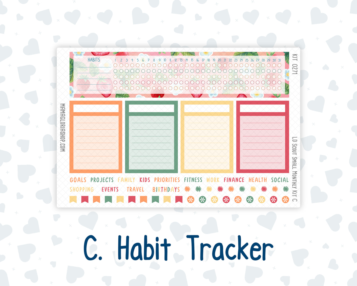 Kit 0271 - Laurel Denise The Scout Planner Small - Monthly Kit - June - Strawberry Shore