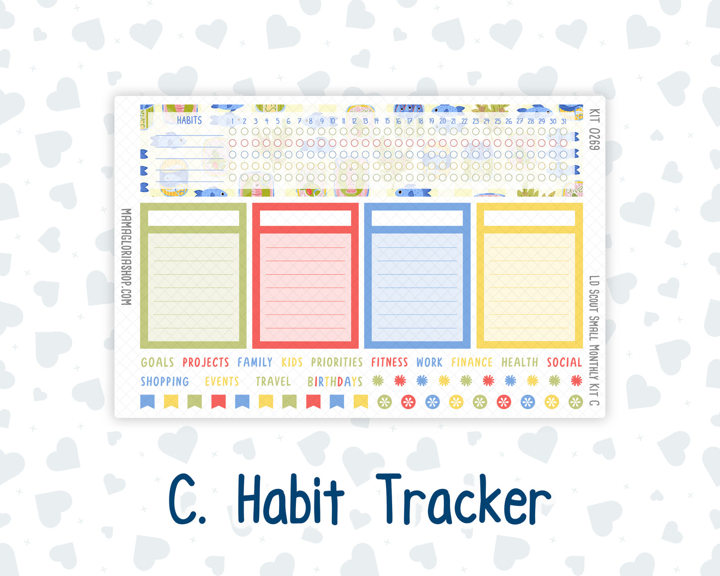 Kit 0269 - Laurel Denise The Scout Planner Small - Monthly Kit - June - Dolce Mare