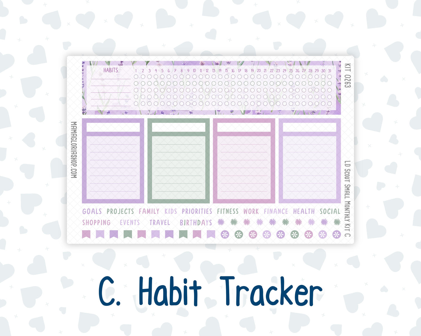 Kit 0263 - Laurel Denise The Scout Planner Small - Monthly Kit - April - Lavender Drift
