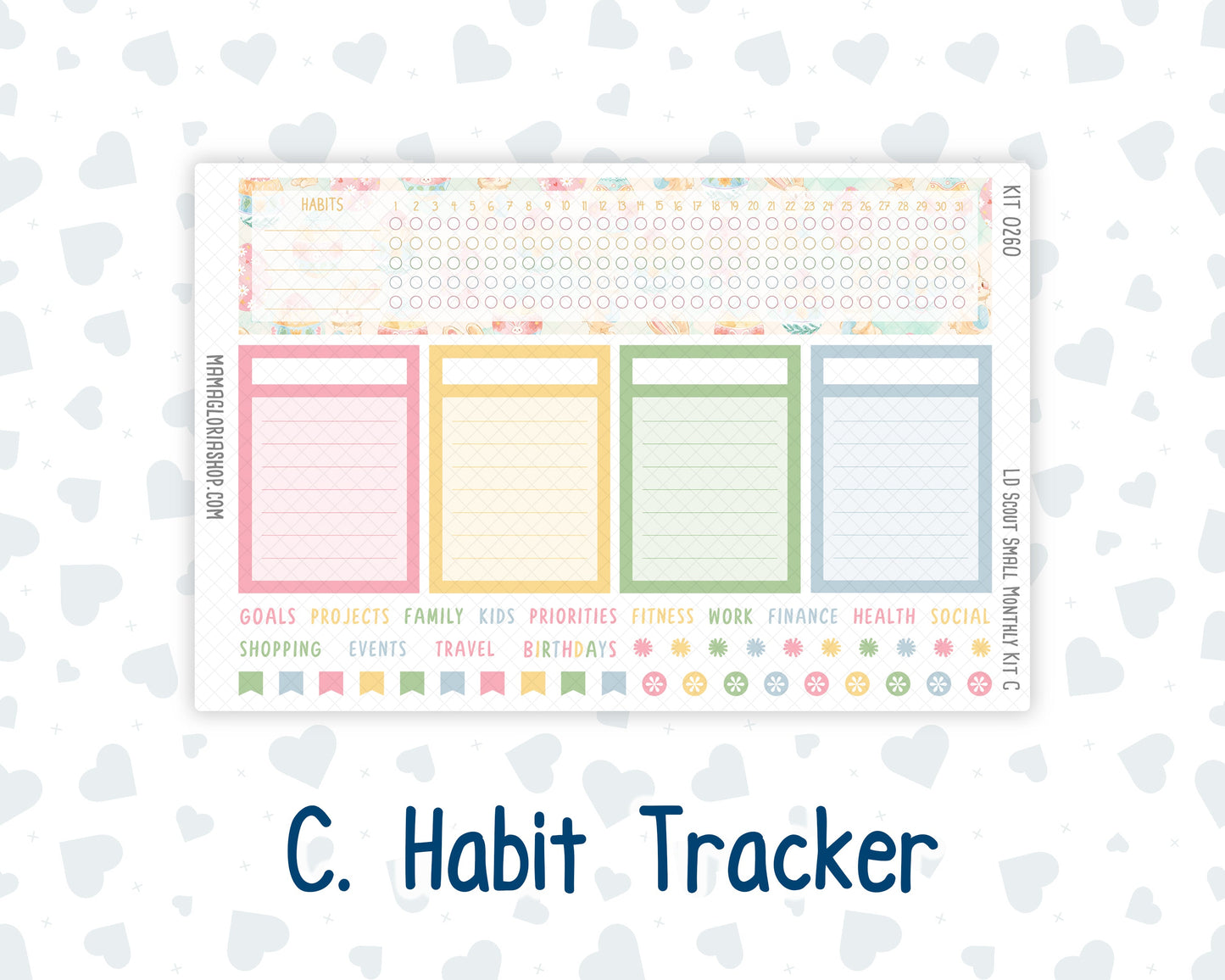 Kit 0260 - Laurel Denise The Scout Planner Small - Monthly Kit - April - Pastel Egg Hunt