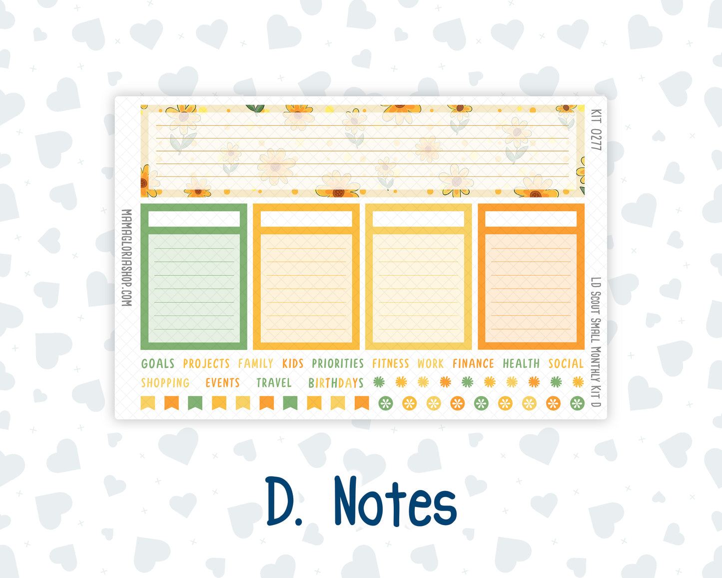 Kit 0277 - Laurel Denise The Scout Planner Small - Monthly Kit - August - Sunflower Drama Club