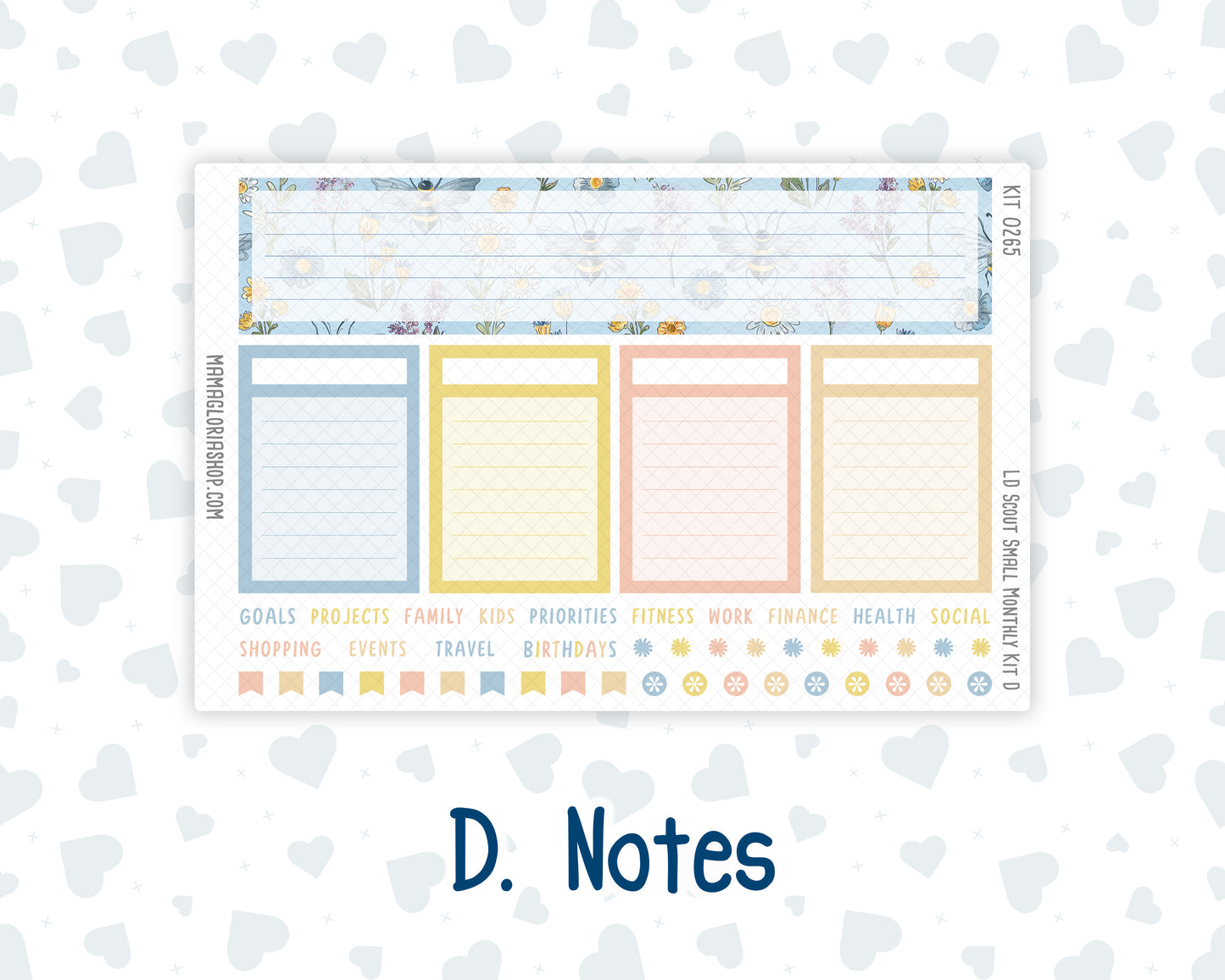 Kit 0265 - Laurel Denise The Scout Planner Small - Monthly Kit - May - Honeybee Sky