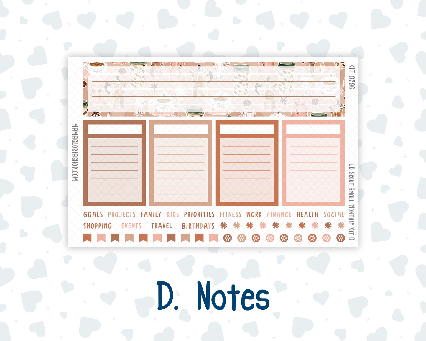 Kit 0296 - Laurel Denise The Scout Planner Small - Monthly Kit - September - Coffee Break