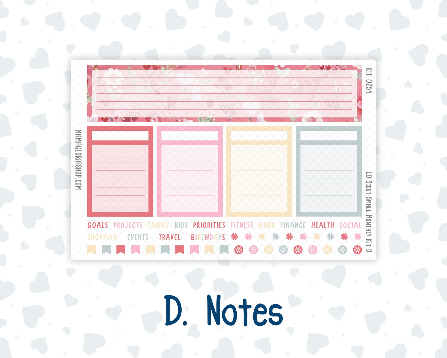 Kit 0254 - Laurel Denise The Scout Planner Small - Monthly Kit - February - Valentine Village