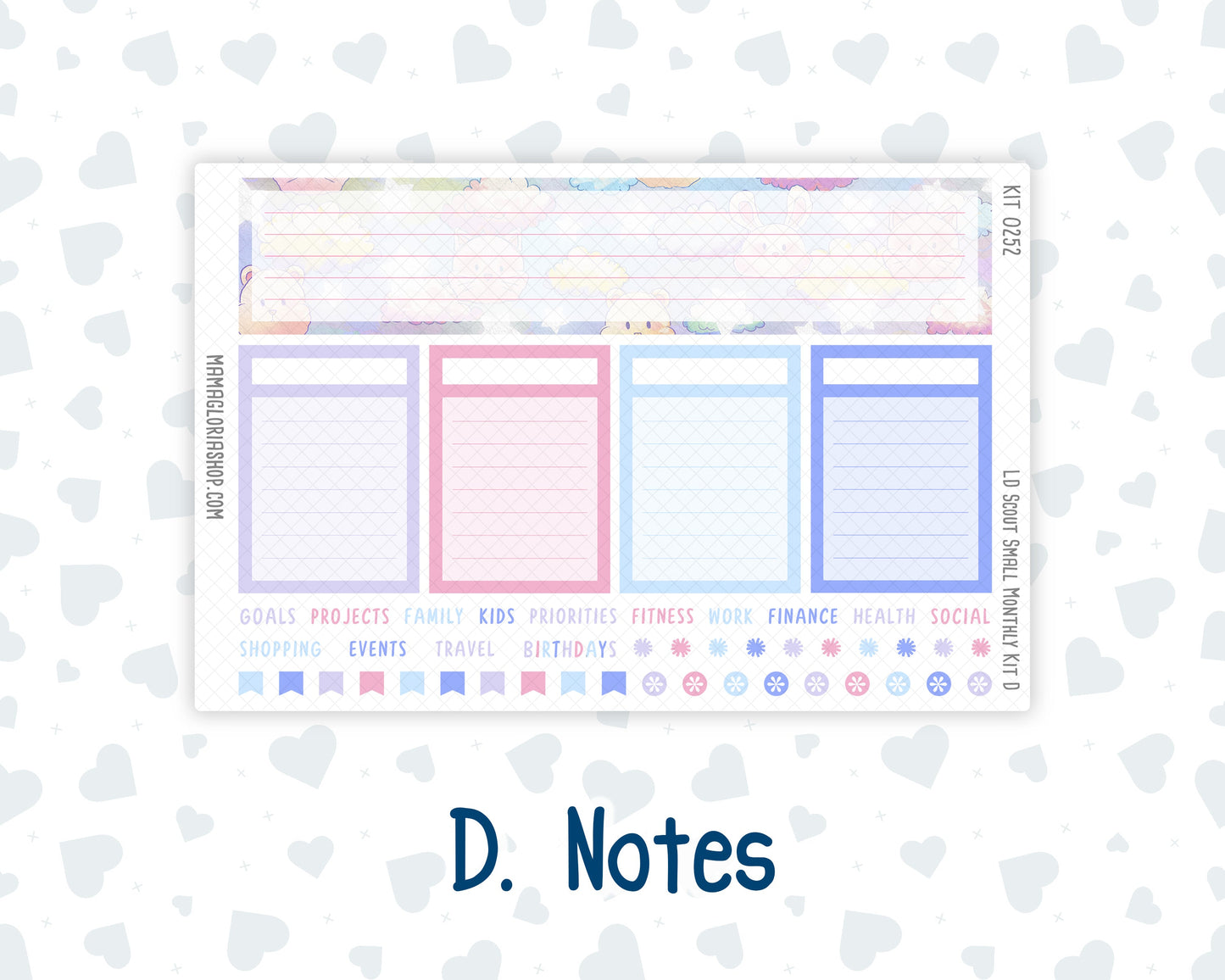 Kit 0252 - Laurel Denise The Scout Planner Small - Monthly Kit - February - Tokyo Candy Cloud