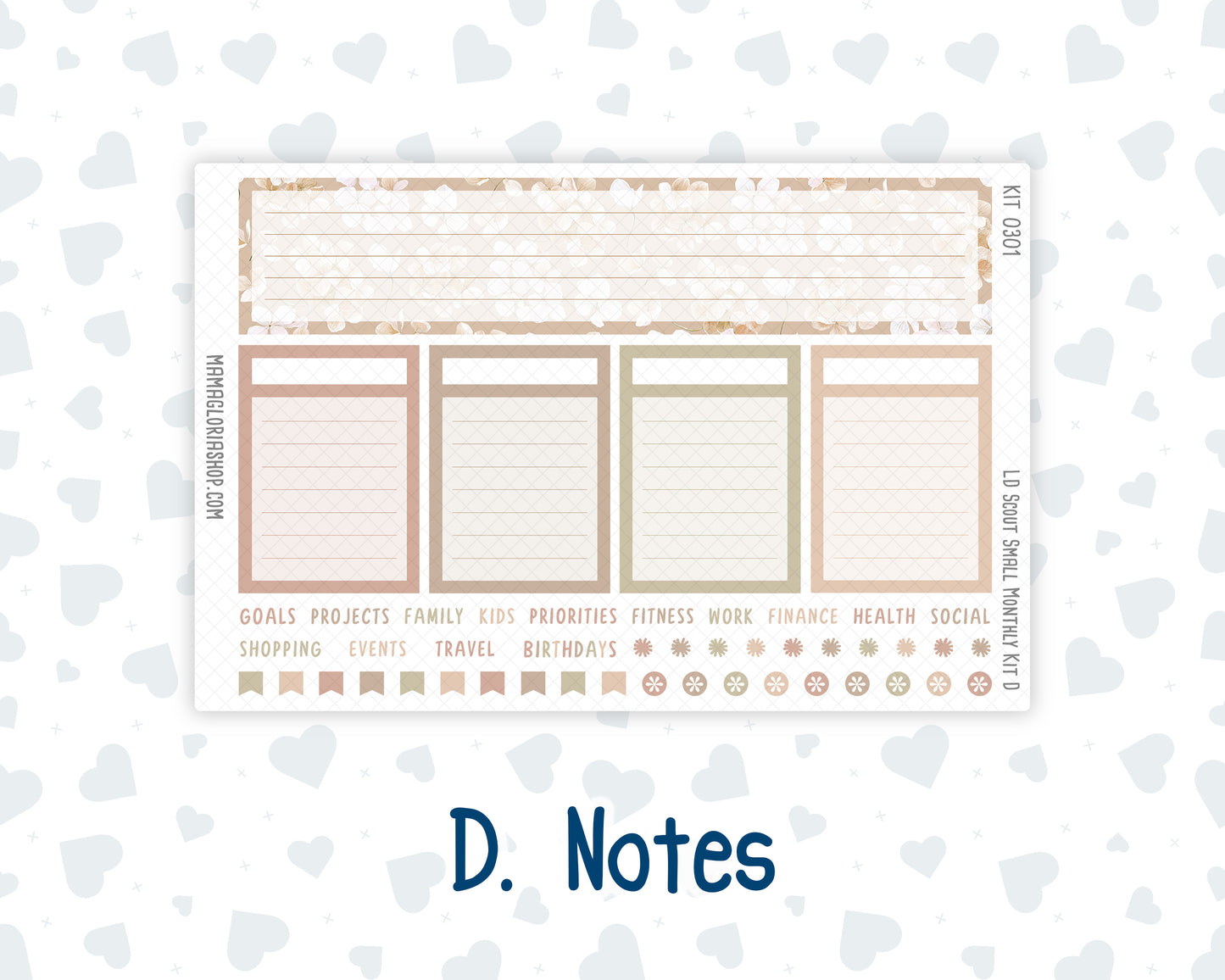 Kit 0301 - Laurel Denise The Scout Planner Small - Monthly Kit - November - Sunday Comfort