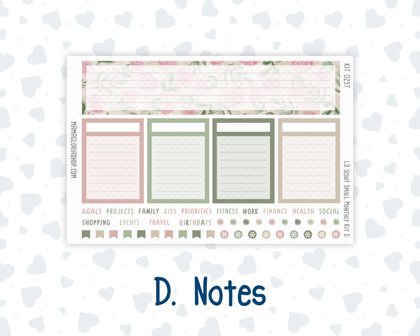 Kit 0257 - Laurel Denise The Scout Planner Small - Monthly Kit - March - Blush Garden