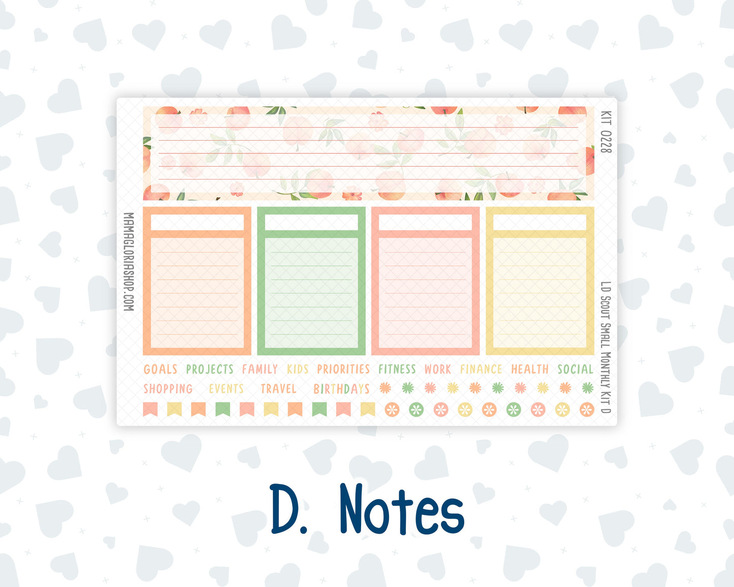 Kit 0228 - Laurel Denise The Scout Planner Small - Monthly Kit - August - Just Peachy