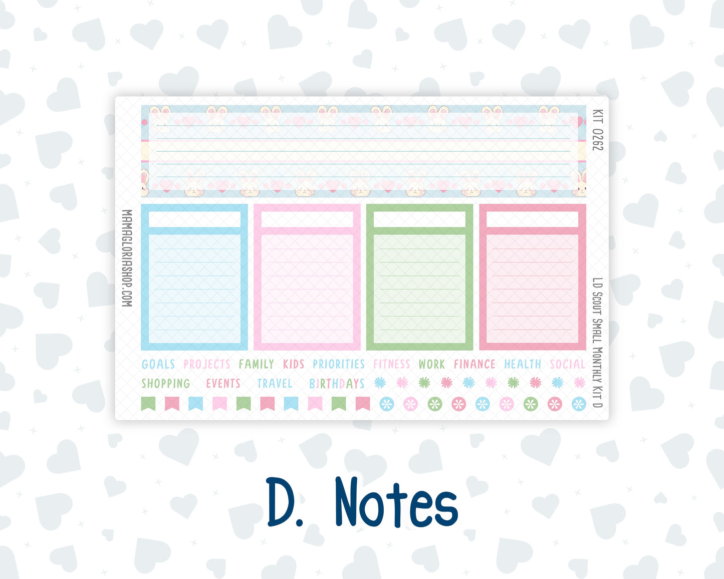 Kit 0262 - Laurel Denise The Scout Planner Small - Monthly Kit - April - Spring Puffs