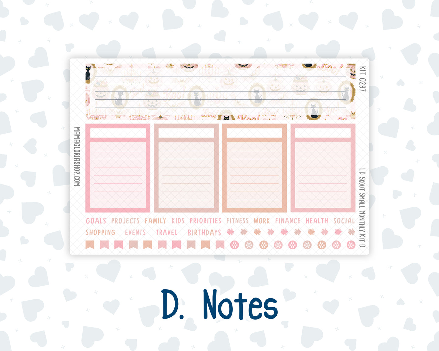 Kit 0297 - Laurel Denise The Scout Planner Small - Monthly Kit - October - Pink Spell