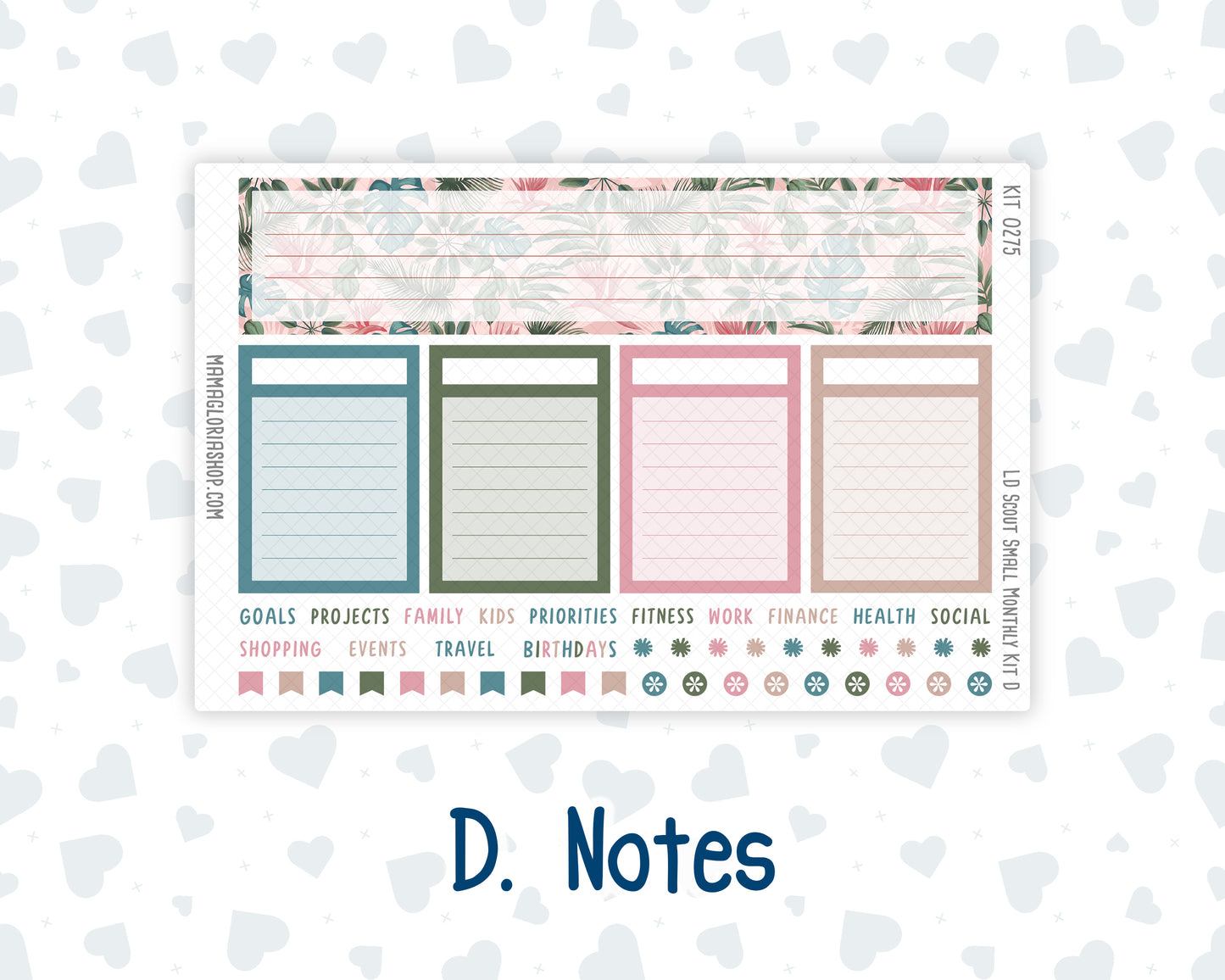 Kit 0275 - Laurel Denise The Scout Planner Small - Monthly Kit - July - Tropical Safari Blush