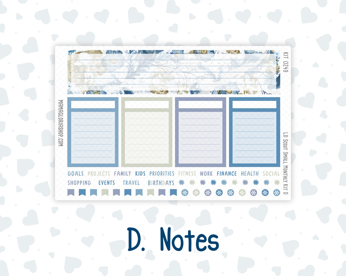 Kit 0249 - Laurel Denise The Scout Planner Small - Monthly Kit - January - Icy Lace