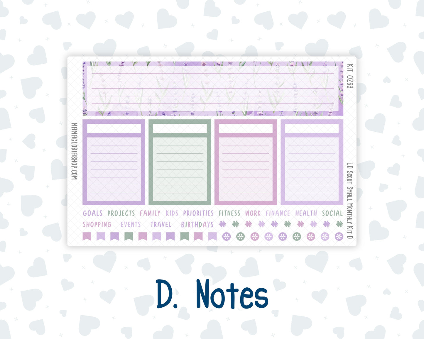 Kit 0263 - Laurel Denise The Scout Planner Small - Monthly Kit - April - Lavender Drift