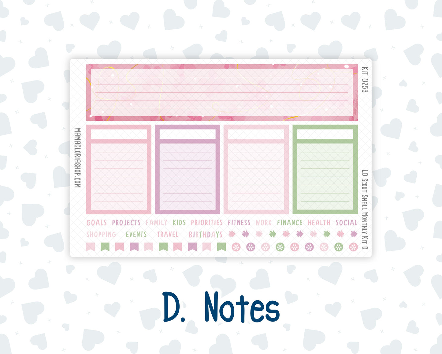 Kit 0253 - Laurel Denise The Scout Planner Small - Monthly Kit - February - Rosy Daydreams