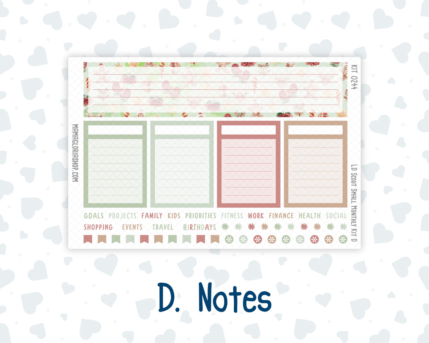 Kit 0244 - Laurel Denise The Scout Planner Small - Monthly Kit - December - Santas Village